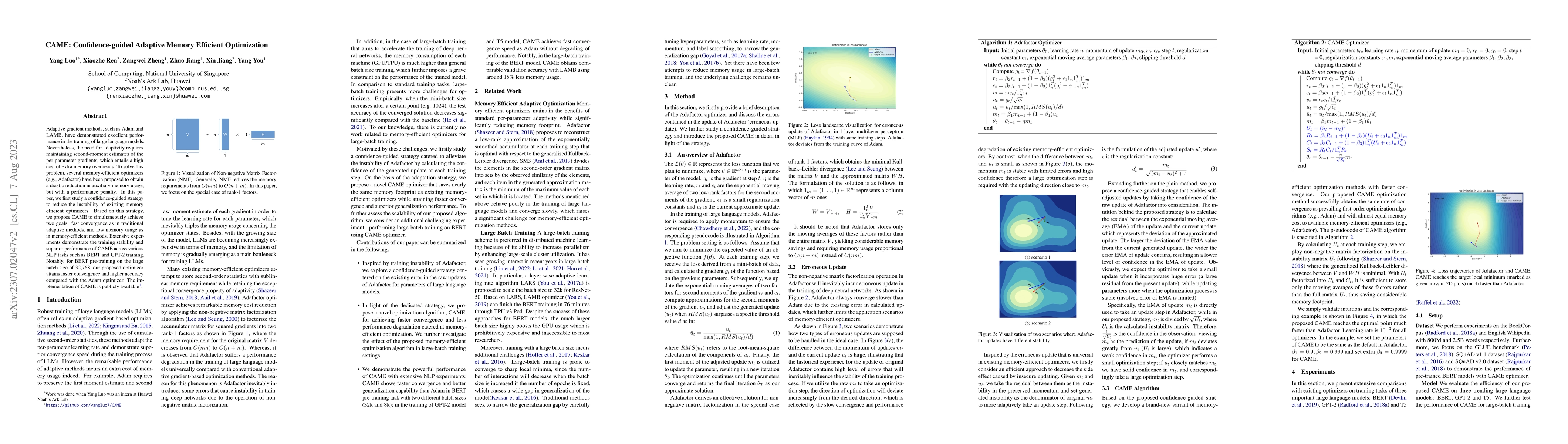 Thumbnail for CAME: Confidence-guided Adaptive Memory Efficient Optimization