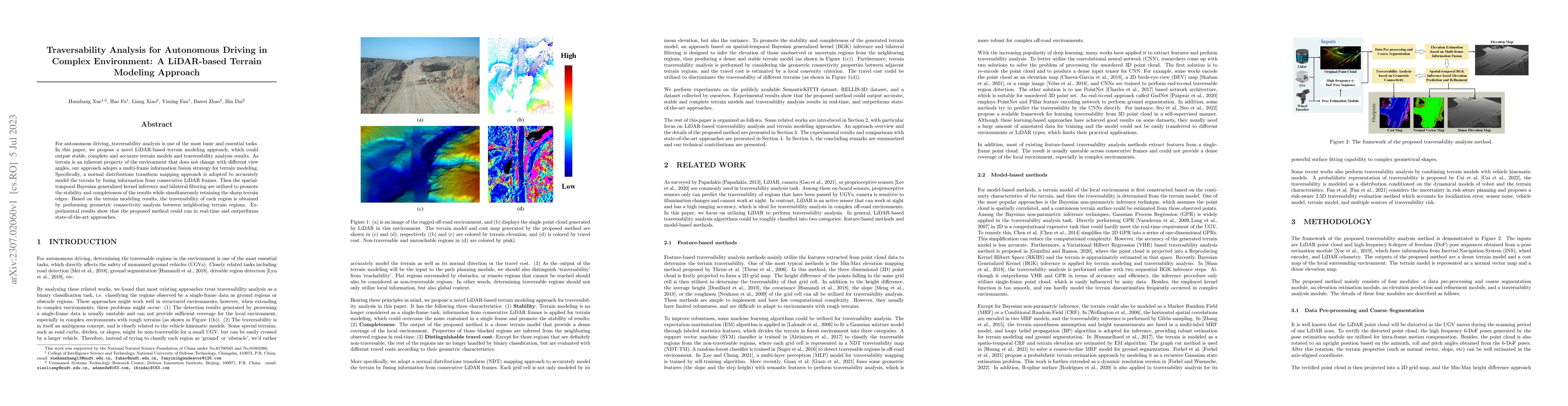 Thumbnail for Traversability Analysis for Autonomous Driving in Complex Environment: A
  LiDAR-based Terrain Modeling Approach