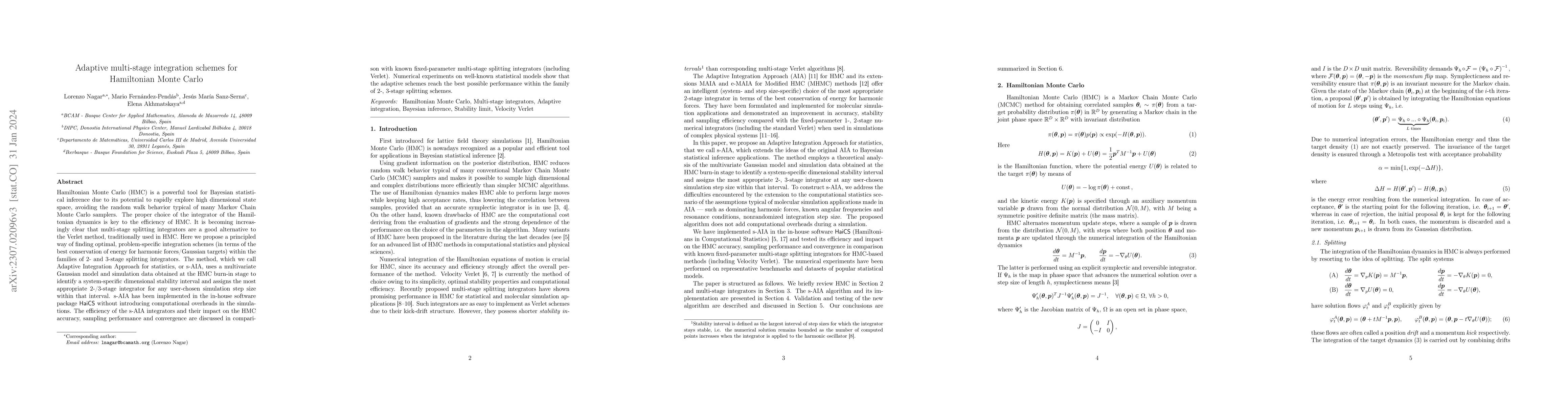 Thumbnail for Adaptive multi-stage integration schemes for Hamiltonian Monte Carlo