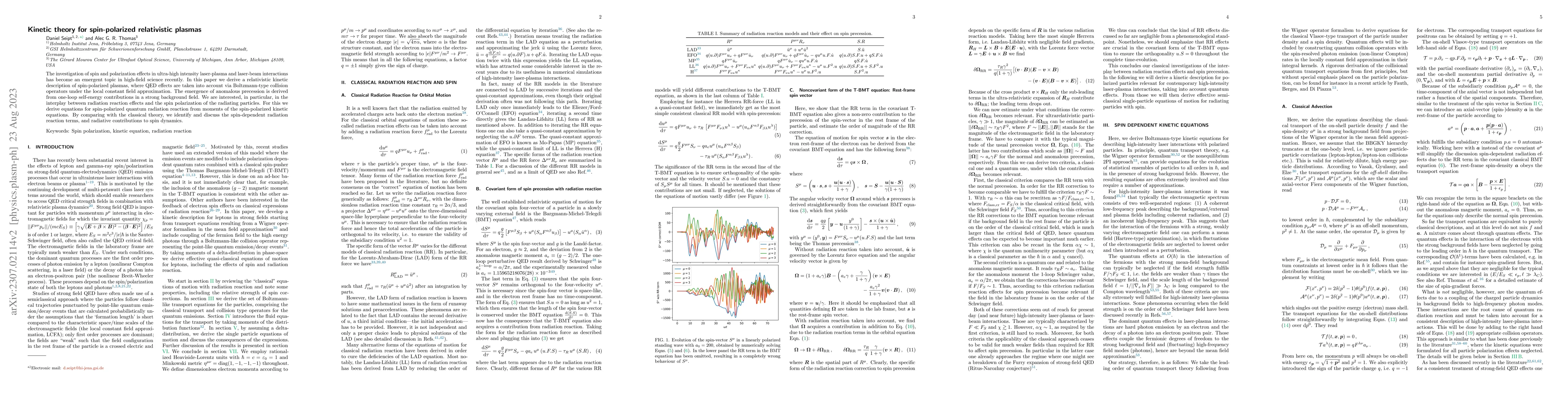 Thumbnail for Kinetic theory for spin-polarized relativistic plasmas