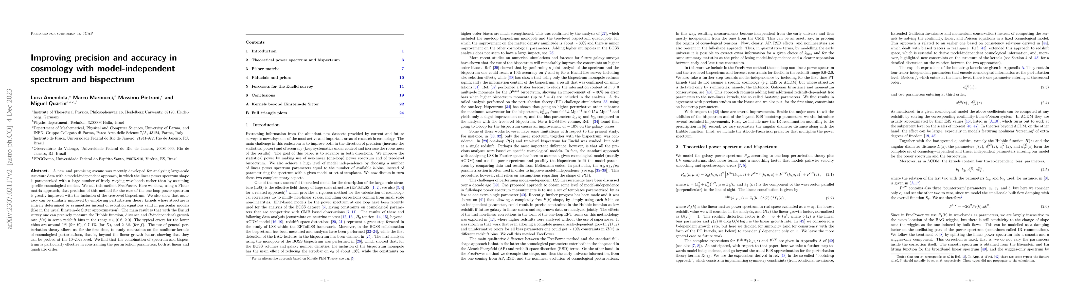 Thumbnail for Improving precision and accuracy in cosmology with model-independent
  spectrum and bispectrum