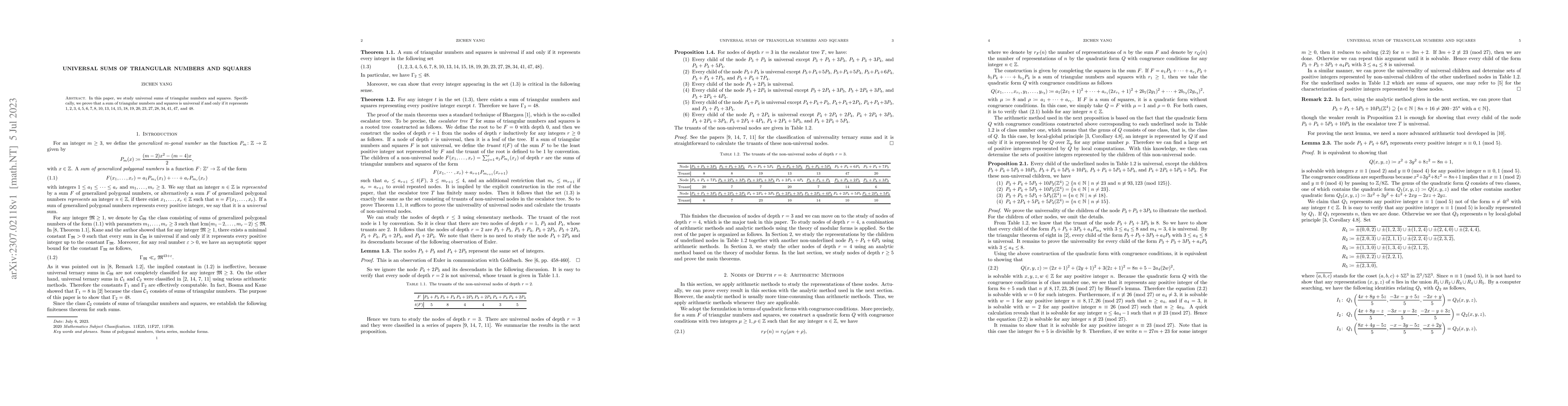 Thumbnail for Universal Sums of Triangular Numbers and Squares