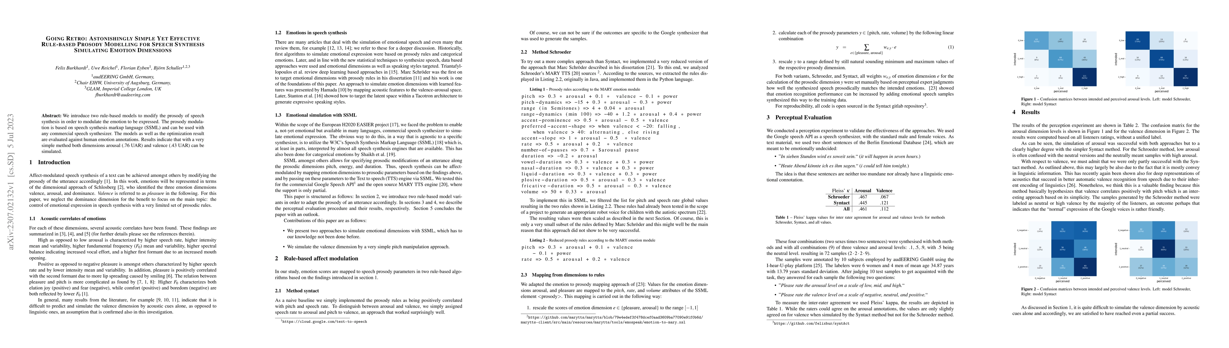 Thumbnail for Going Retro: Astonishingly Simple Yet Effective Rule-based Prosody
  Modelling for Speech Synthesis Simulating Emotion Dimensions