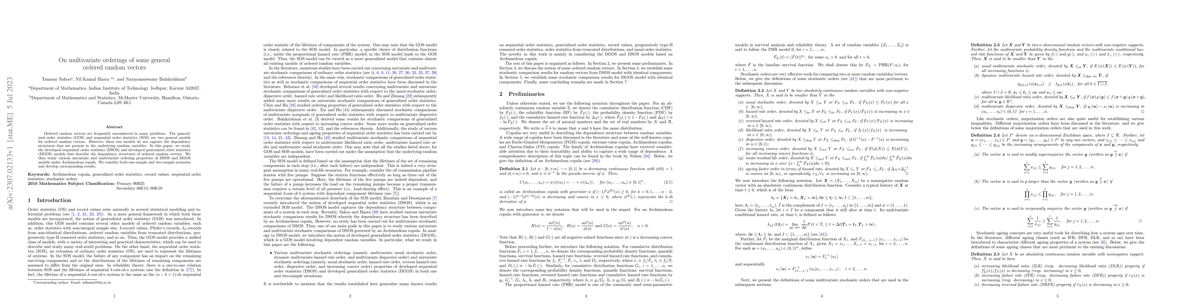 Thumbnail for On multivariate orderings of some general ordered random vectors