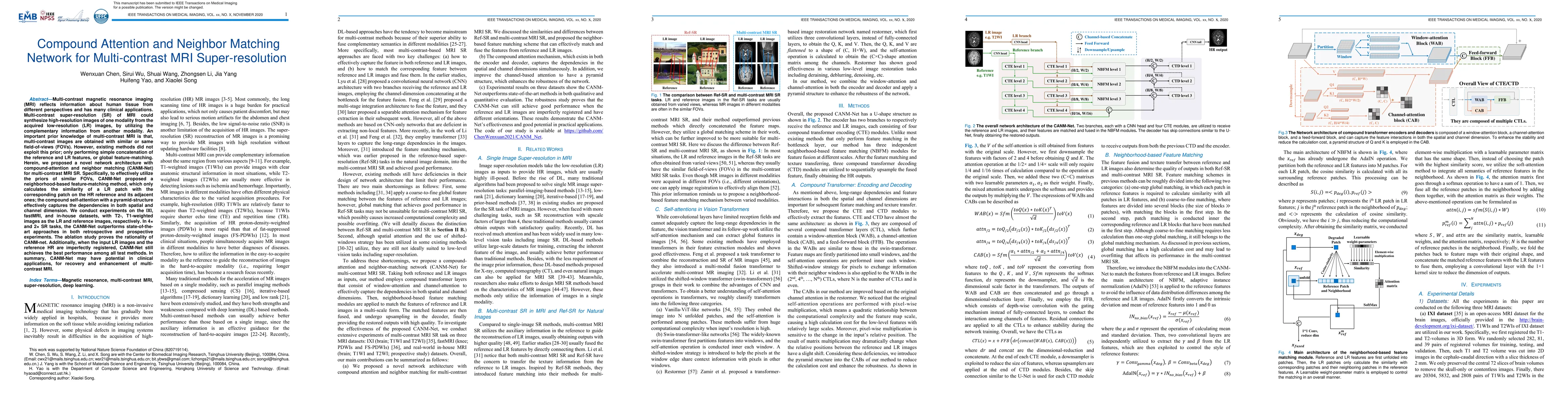 Thumbnail for Compound Attention and Neighbor Matching Network for Multi-contrast MRI
  Super-resolution
