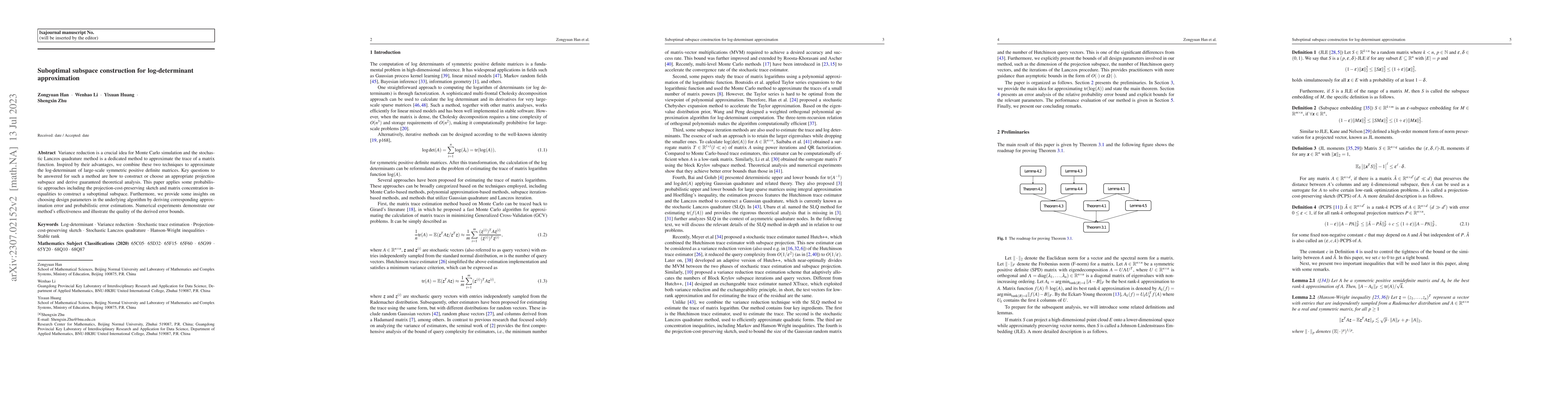 Thumbnail for Suboptimal subspace construction for log-determinant approximation