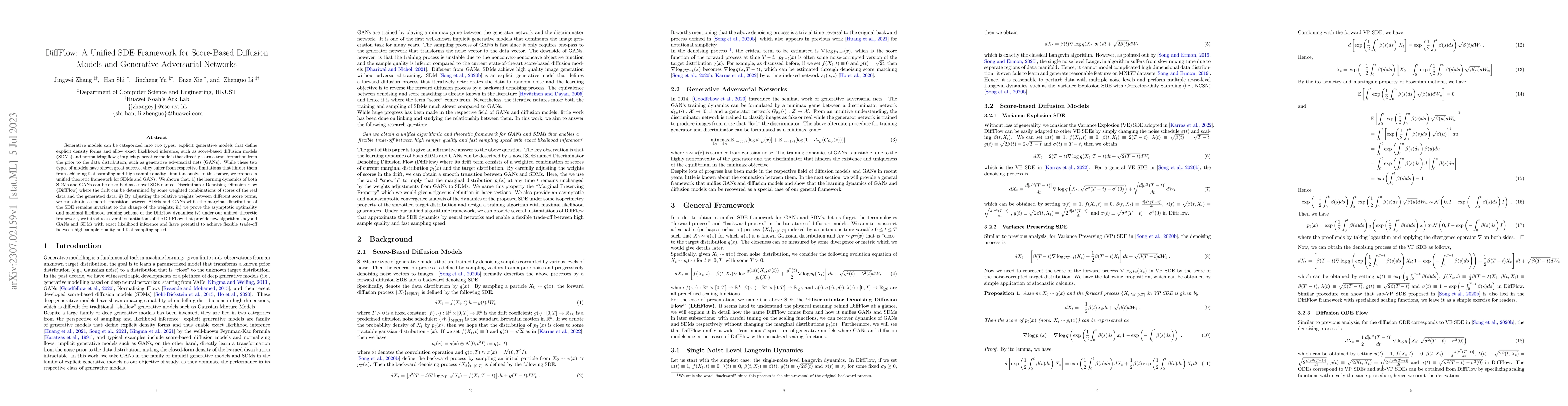 Thumbnail for DiffFlow: A Unified SDE Framework for Score-Based Diffusion Models and
  Generative Adversarial Networks