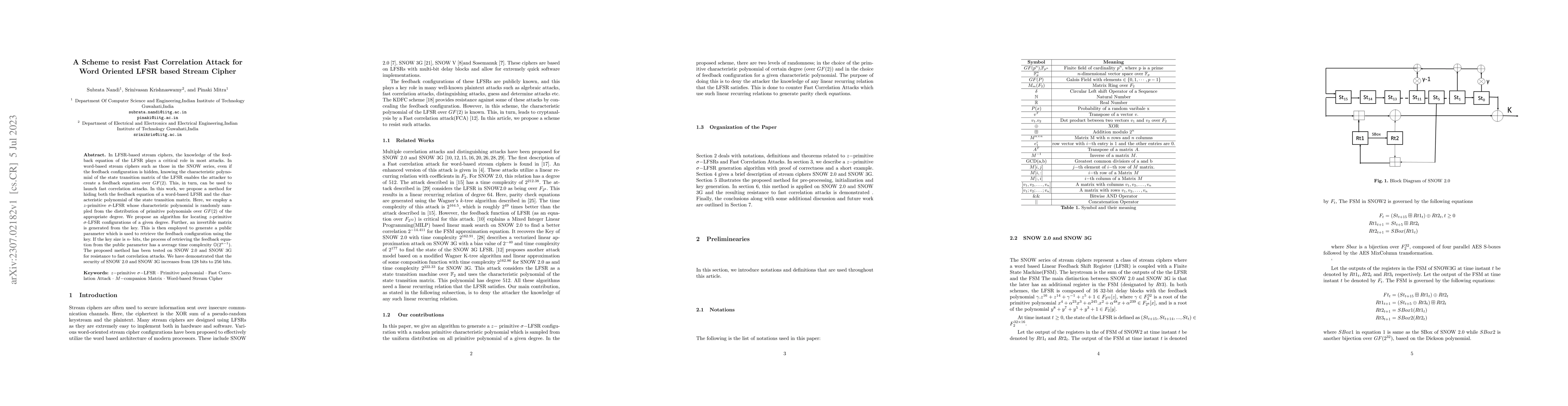 Thumbnail for A Scheme to resist Fast Correlation Attack for Word Oriented LFSR based
  Stream Cipher
