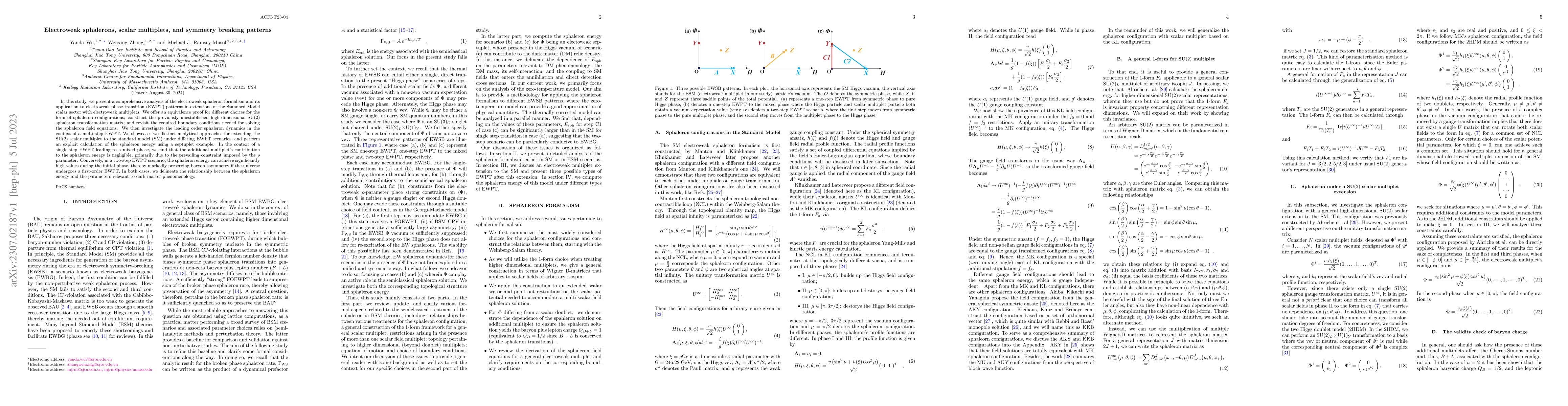 Thumbnail for Electroweak sphalerons, scalar multiplets, and symmetry breaking
  patterns