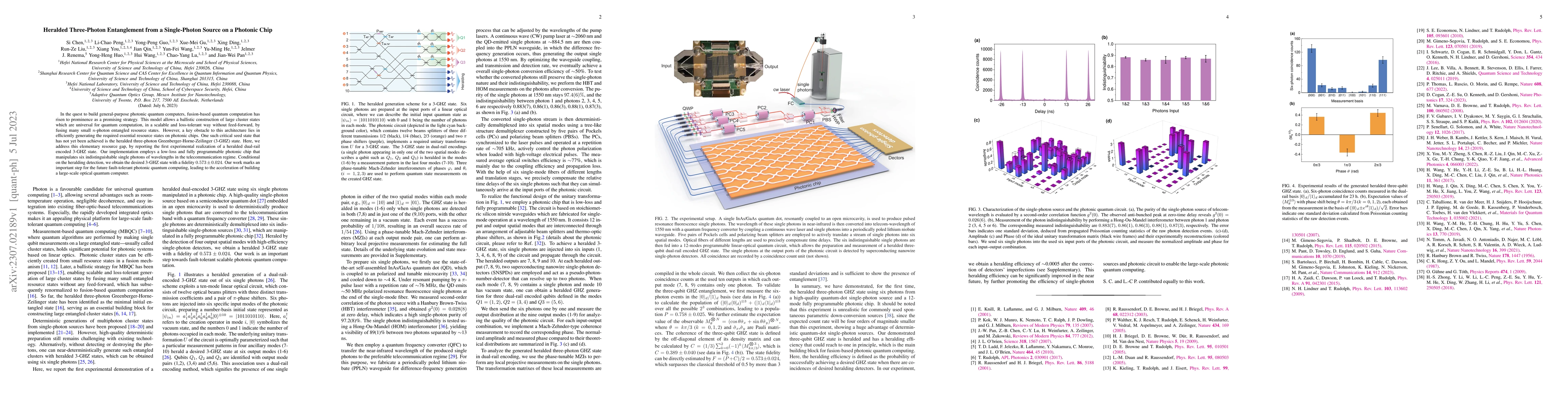 Thumbnail for Heralded three-photon entanglement from a single-photon source on a
  photonic chip
