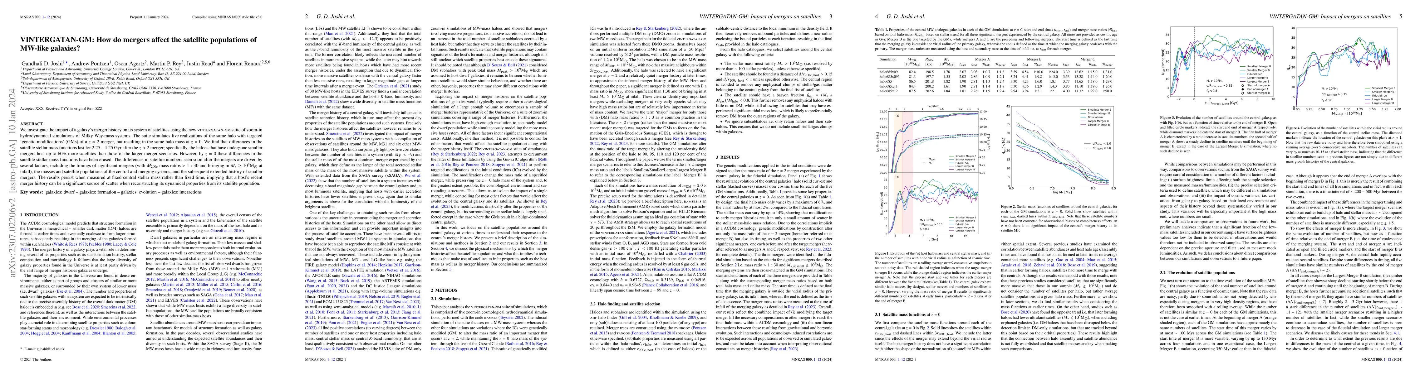 Thumbnail for VINTERGATAN-GM: How do mergers affect the satellite populations of
  MW-like galaxies?