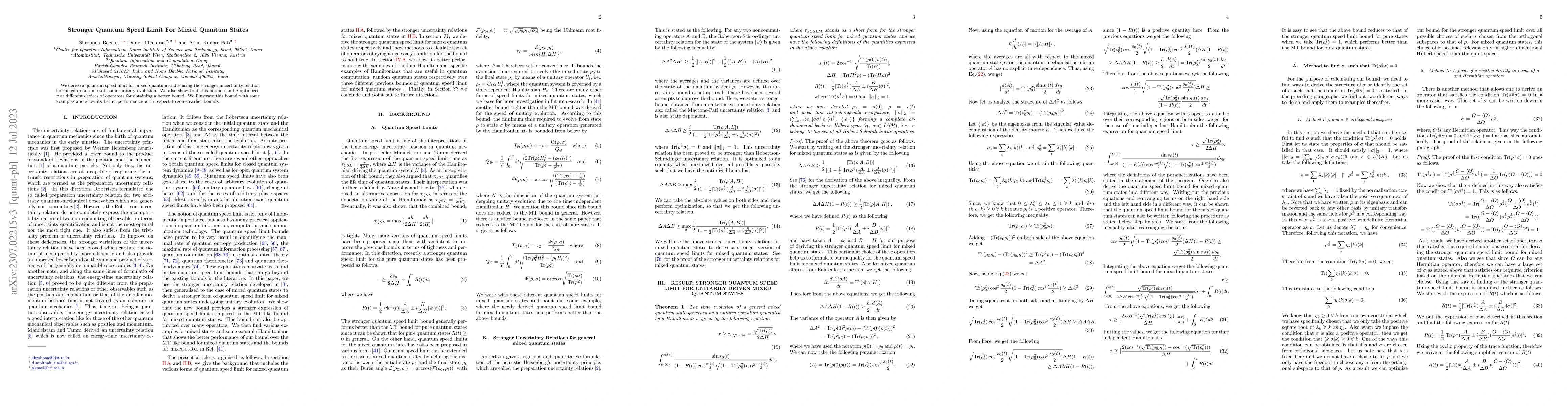 Thumbnail for Stronger Quantum Speed Limit For Mixed Quantum States