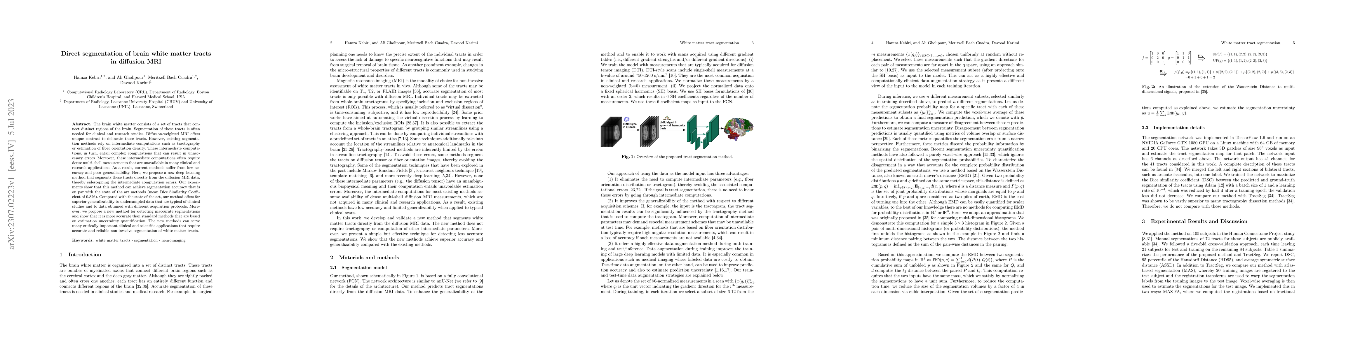 Thumbnail for Direct segmentation of brain white matter tracts in diffusion MRI