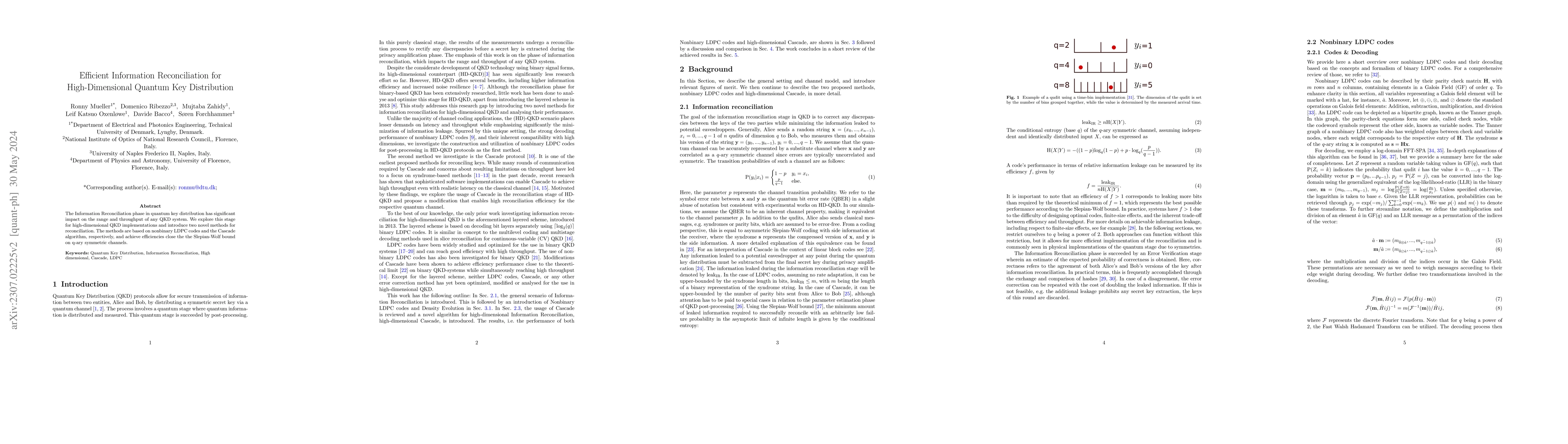 Thumbnail for Efficient Information Reconciliation for High-Dimensional Quantum Key
  Distribution