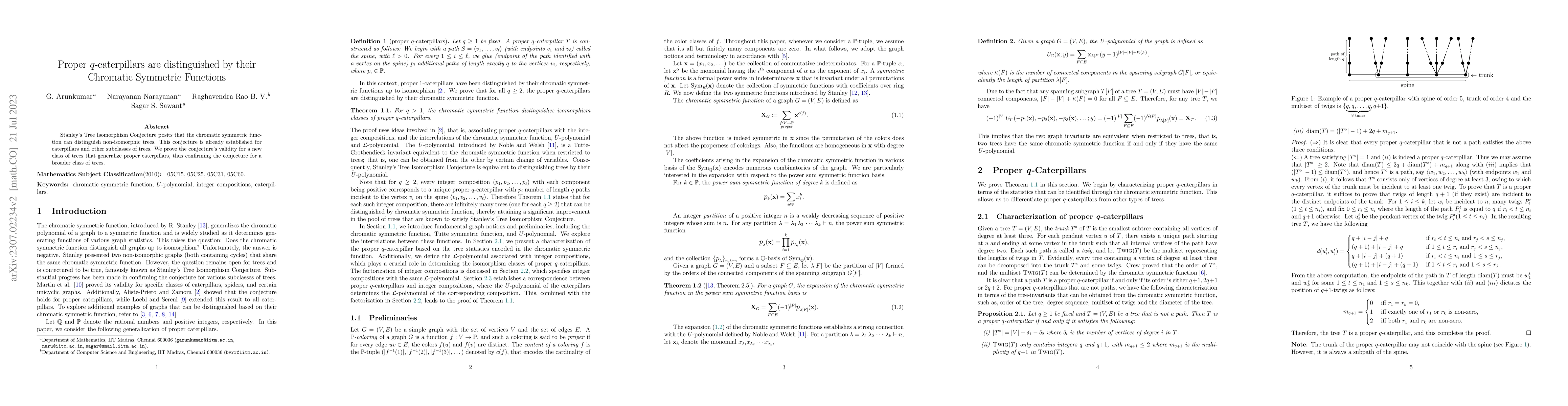 Thumbnail for Proper $q$-caterpillars are distinguished by their Chromatic Symmetric
  Functions