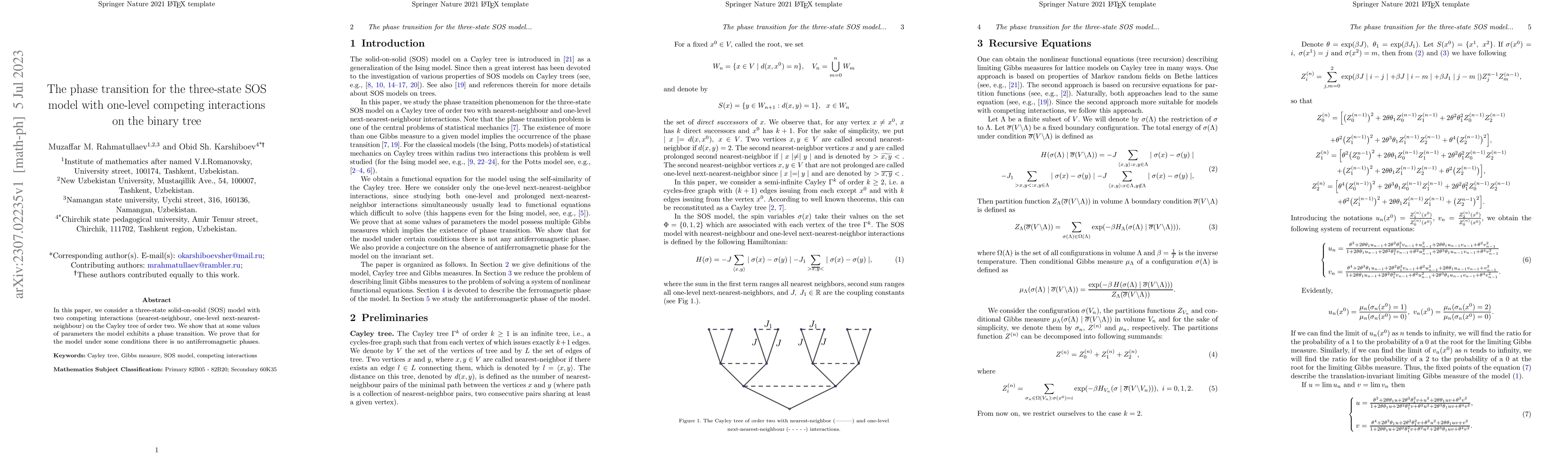 Thumbnail for The phase transition for the three-state SOS model with one-level
  competing interactions on the binary tree
