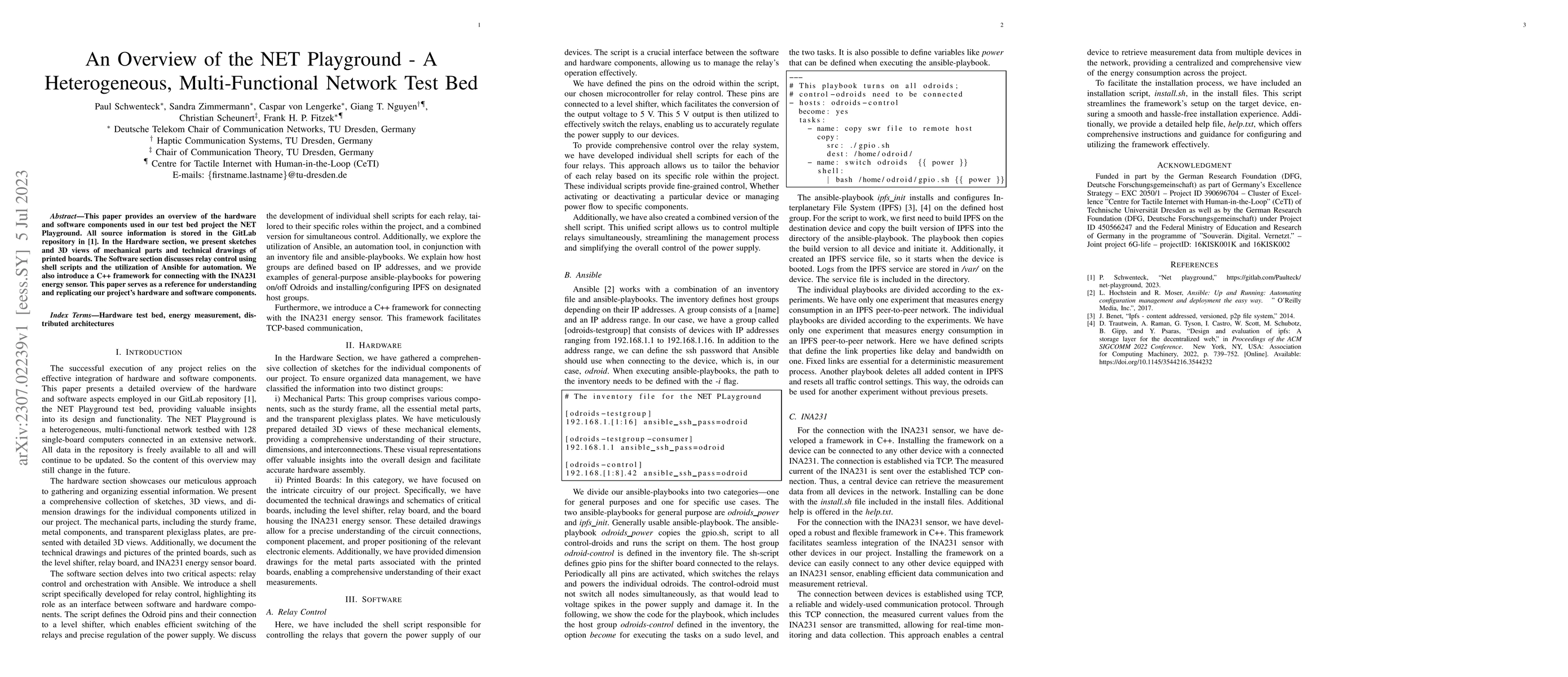 Thumbnail for An Overview of the NET Playground -- A Heterogeneous, Multi-Functional
  Network Test Bed
