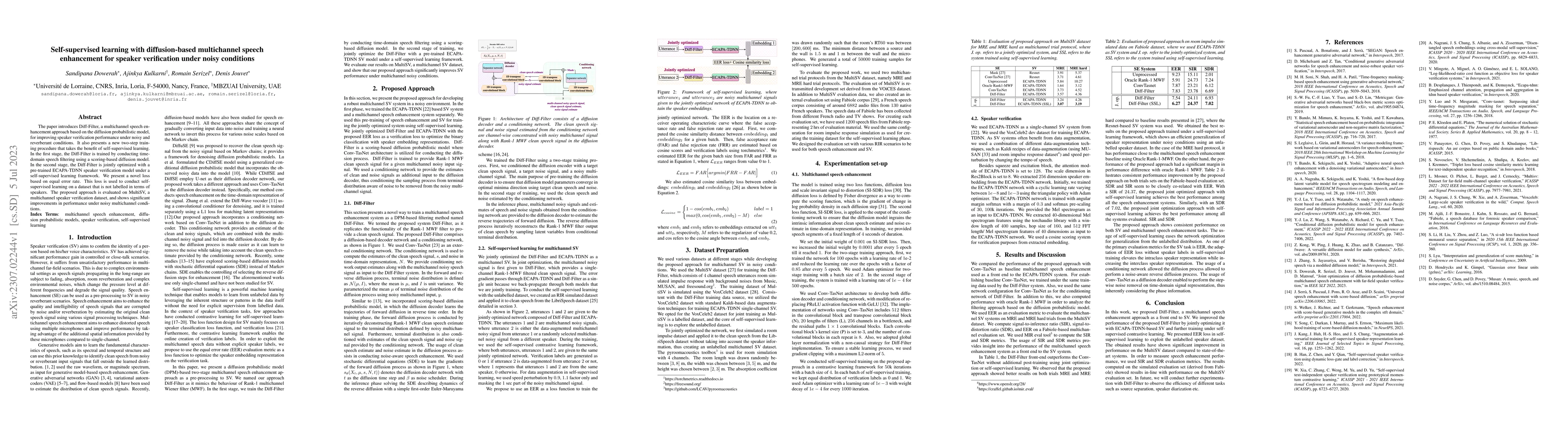 Thumbnail for Self-supervised learning with diffusion-based multichannel speech
  enhancement for speaker verification under noisy conditions