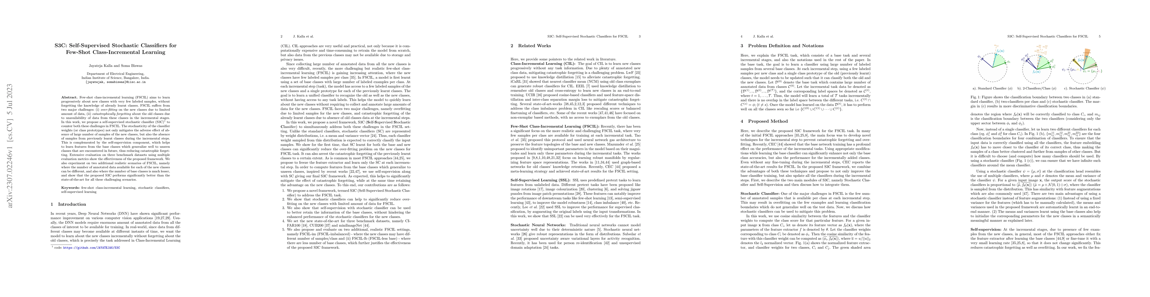 Thumbnail for S3C: Self-Supervised Stochastic Classifiers for Few-Shot
  Class-Incremental Learning