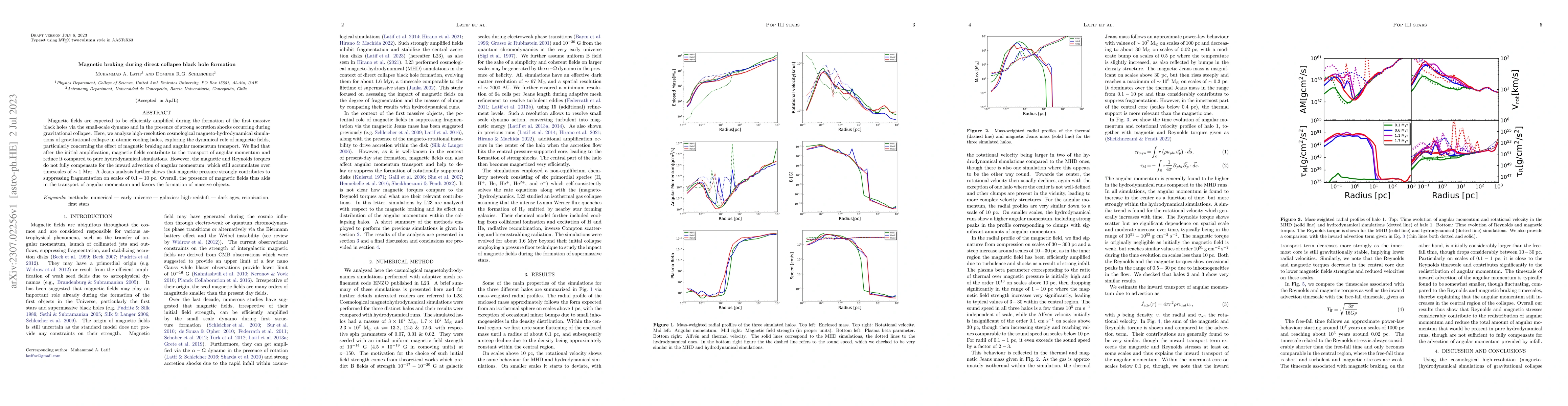 Thumbnail for Magnetic braking during direct collapse black hole formation