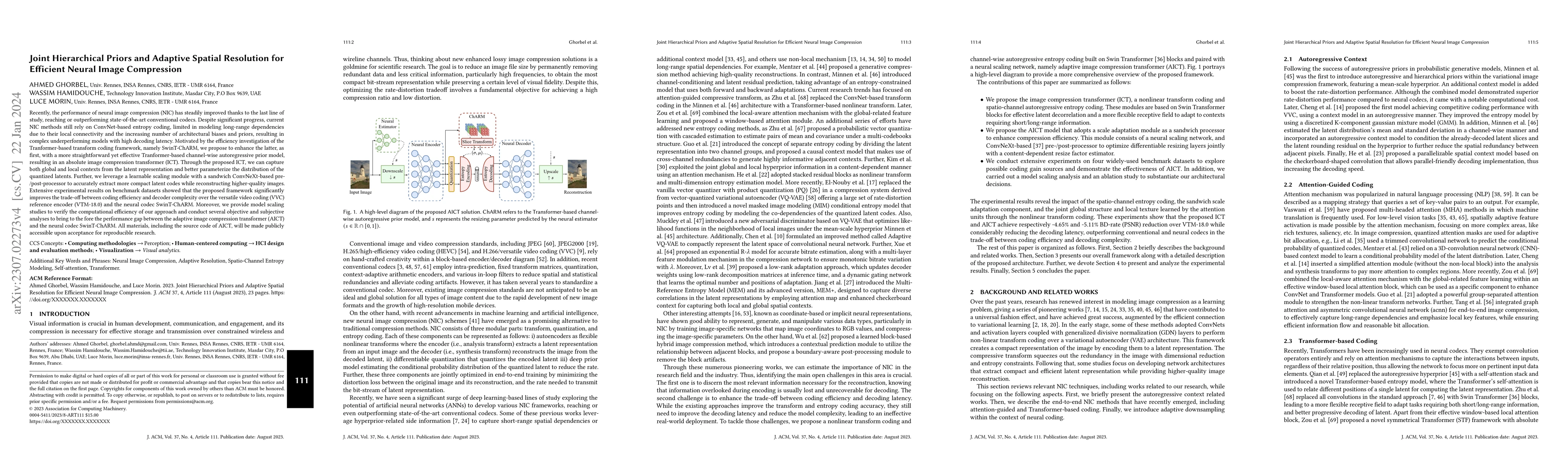 Thumbnail for Joint Hierarchical Priors and Adaptive Spatial Resolution for Efficient
  Neural Image Compression