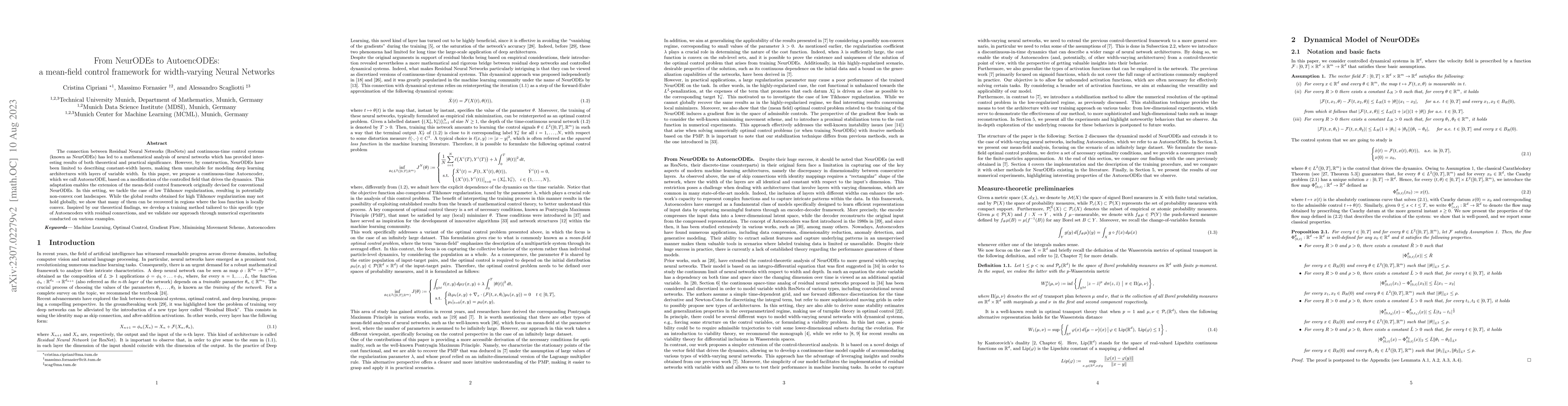 Thumbnail for From NeurODEs to AutoencODEs: a mean-field control framework for
  width-varying Neural Networks