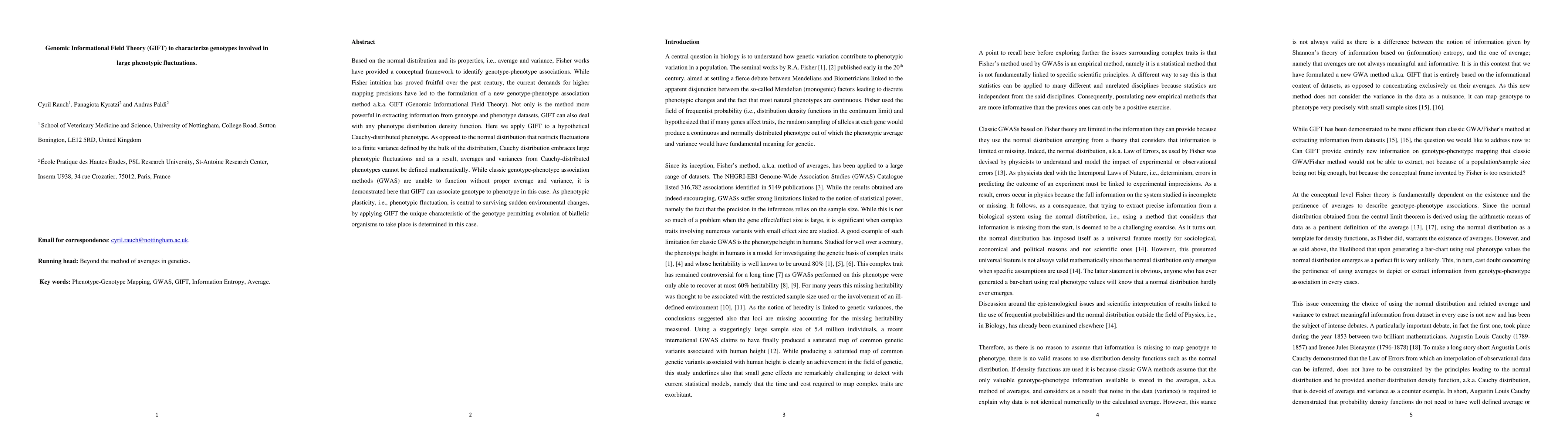 Thumbnail for Genomic Informational Field Theory (GIFT) to characterize genotypes
  involved in large phenotypic fluctuations