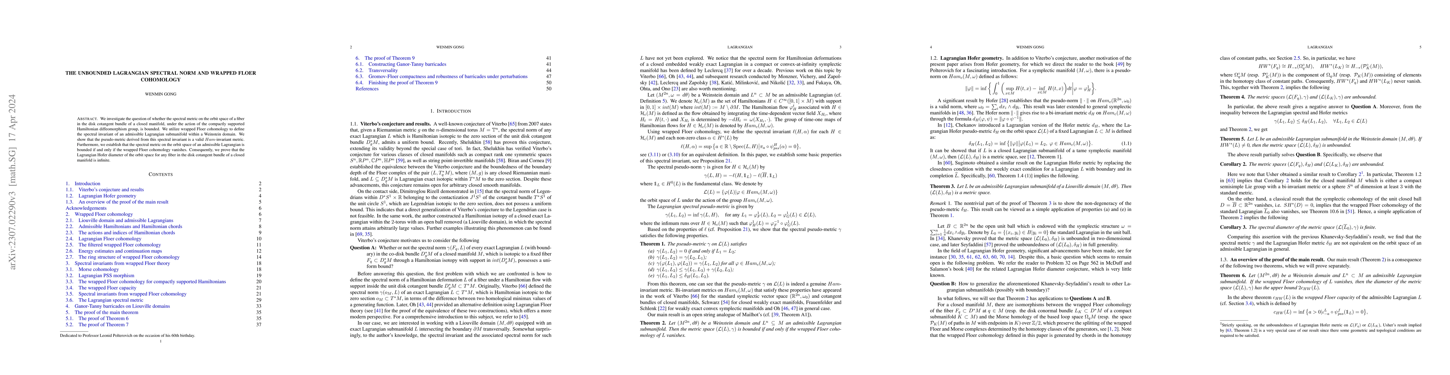 Thumbnail for The unbounded Lagrangian spectral norm and wrapped Floer cohomology