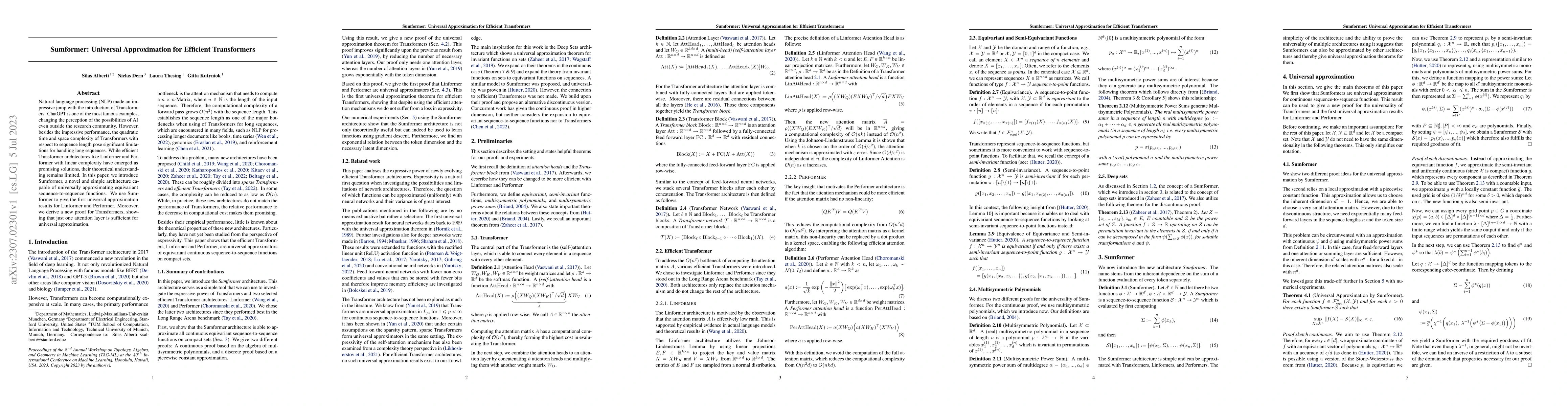 Thumbnail for Sumformer: Universal Approximation for Efficient Transformers