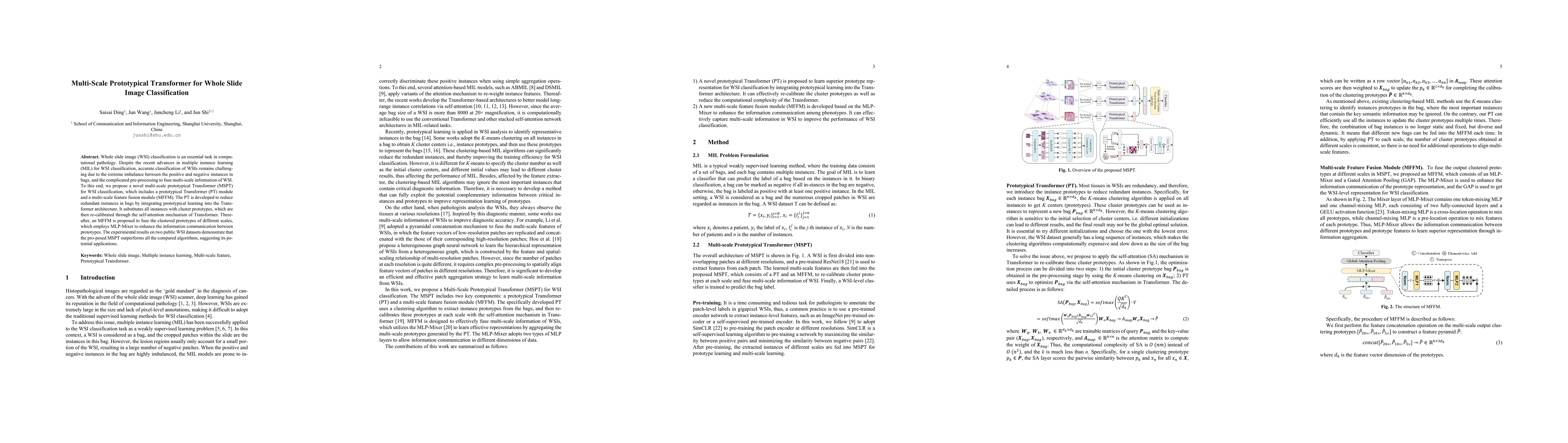 Thumbnail for Multi-Scale Prototypical Transformer for Whole Slide Image
  Classification