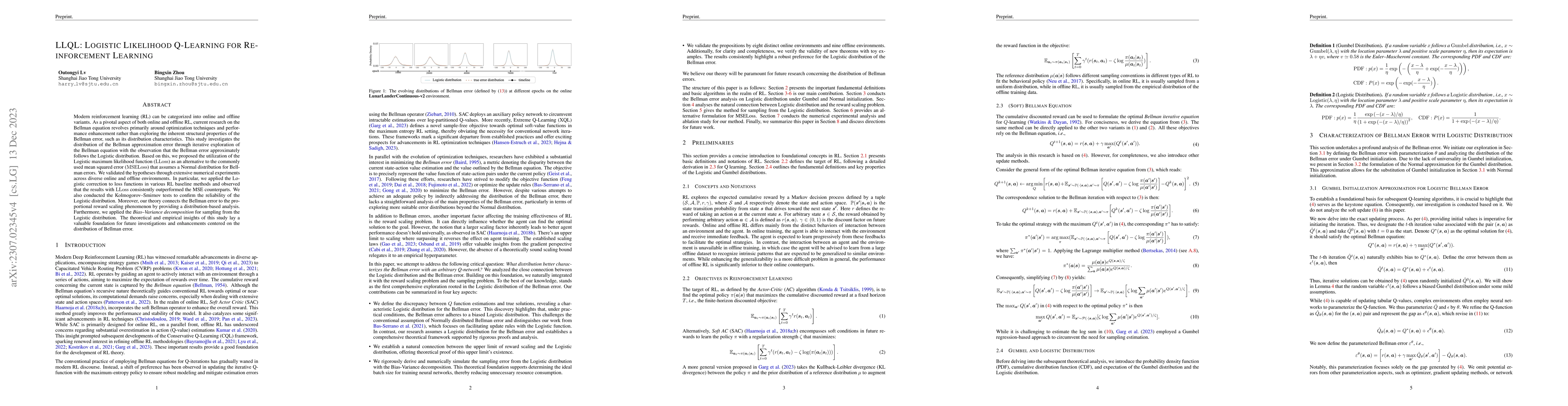 Thumbnail for LLQL: Logistic Likelihood Q-Learning for Reinforcement Learning