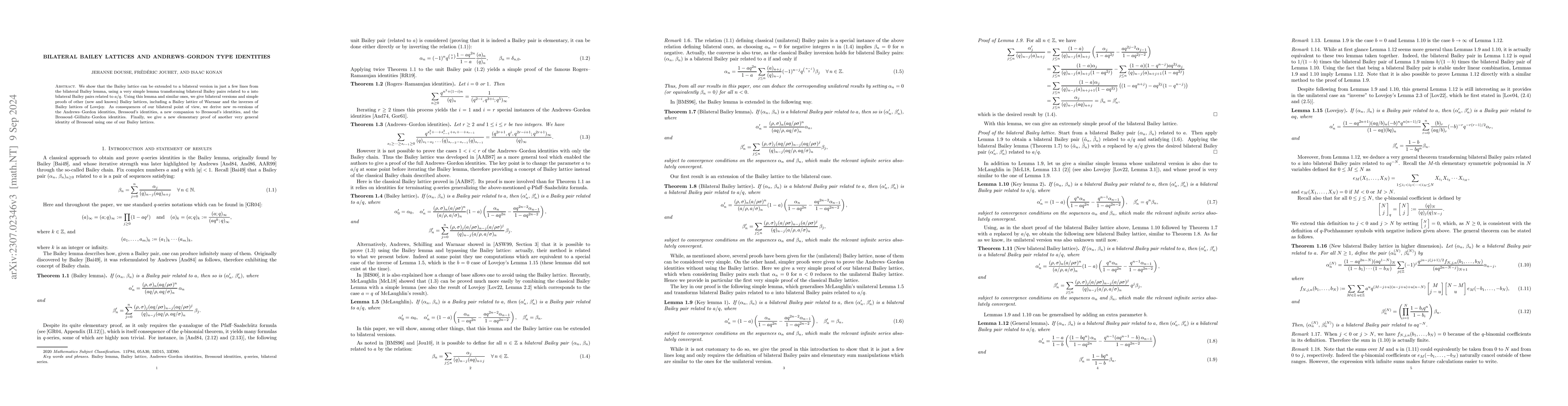Thumbnail for Bilateral Bailey lattices and Andrews-Gordon type identities