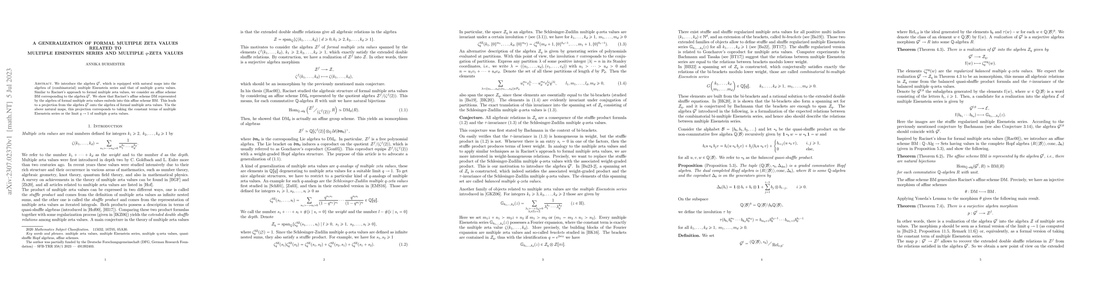 Thumbnail for A generalization of formal multiple zeta values related to multiple
  Eisenstein series and multiple q-zeta values