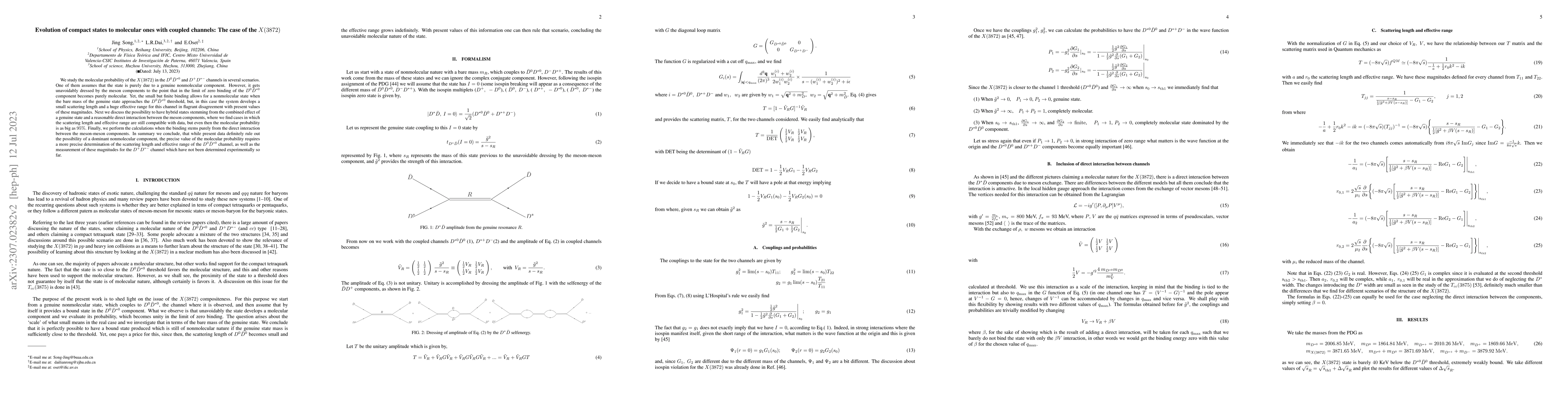 Thumbnail for Evolution of compact states to molecular ones with coupled channels: The
  case of the $X(3872)$