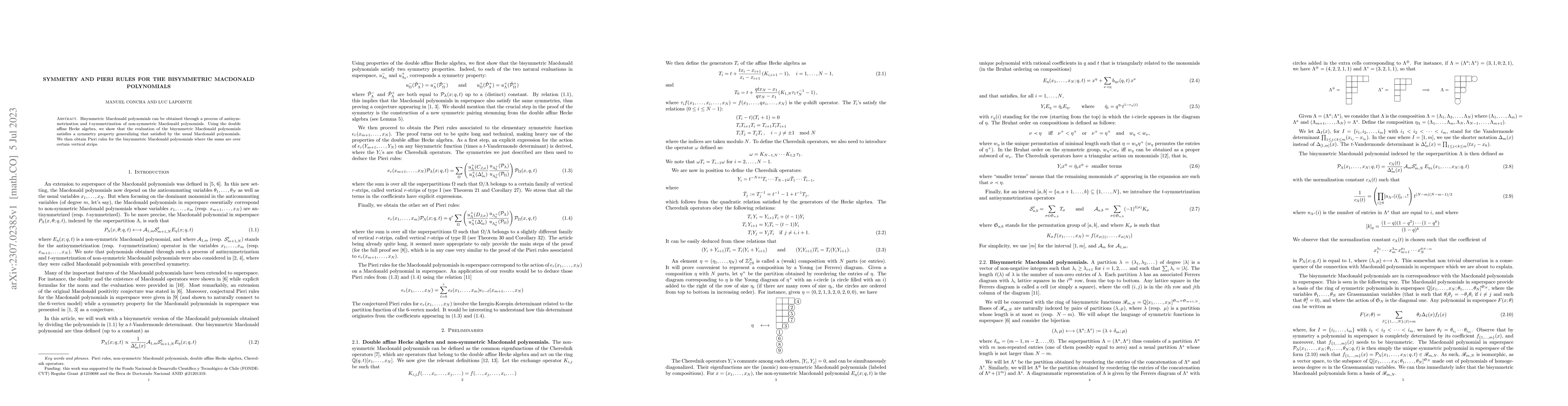 Thumbnail for Symmetry and Pieri rules for the bisymmetric Macdonald polynomials