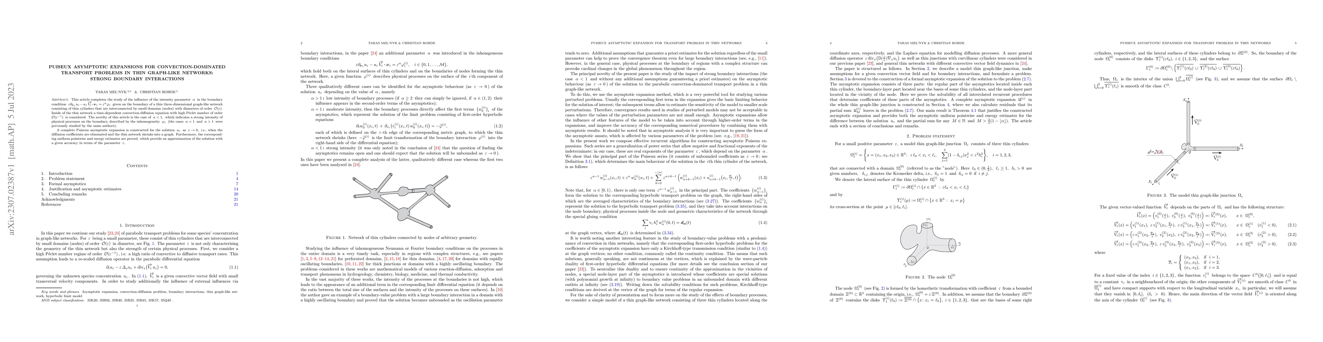 Thumbnail for Puiseux asymptotic expansions for convection-dominated transport
  problems in thin graph-like networks: strong boundary interactions