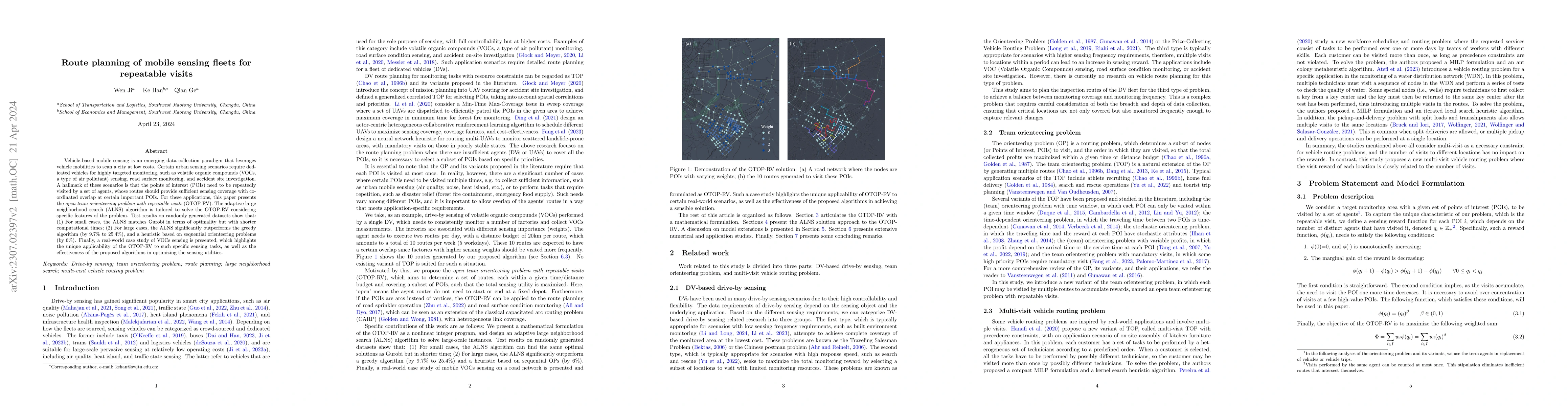 Thumbnail for Route planning of mobile sensing fleets for repeatable visits