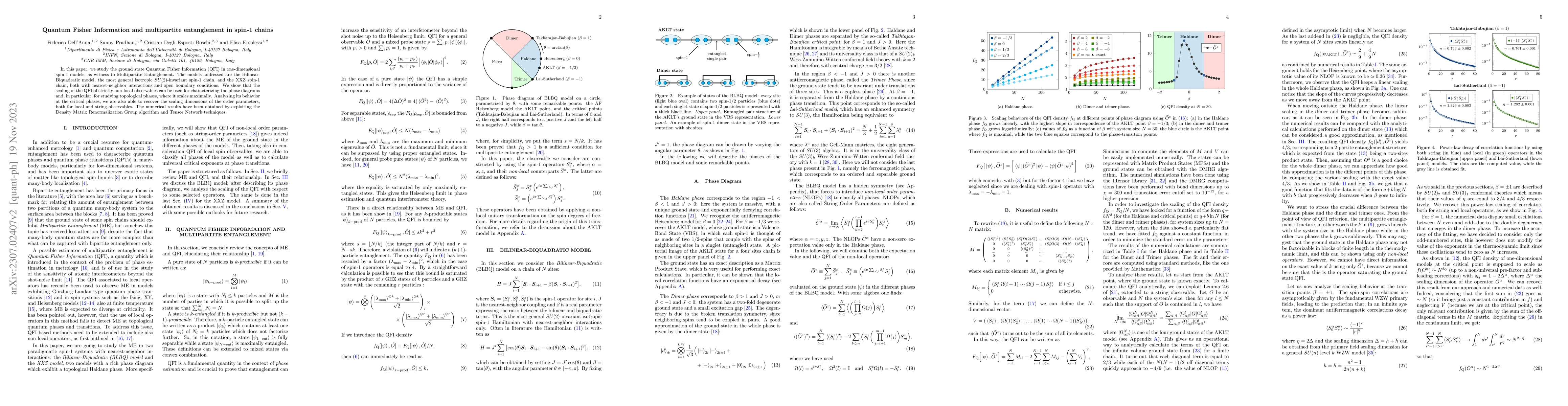 Thumbnail for Quantum Fisher Information and multipartite entanglement in spin-1
  chains