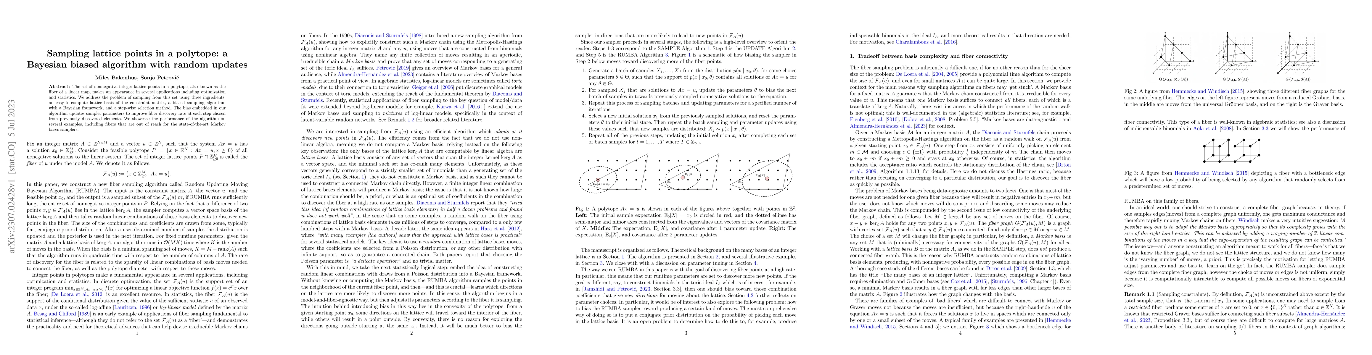 Thumbnail for Sampling lattice points in a polytope: a Bayesian biased algorithm with
  random updates