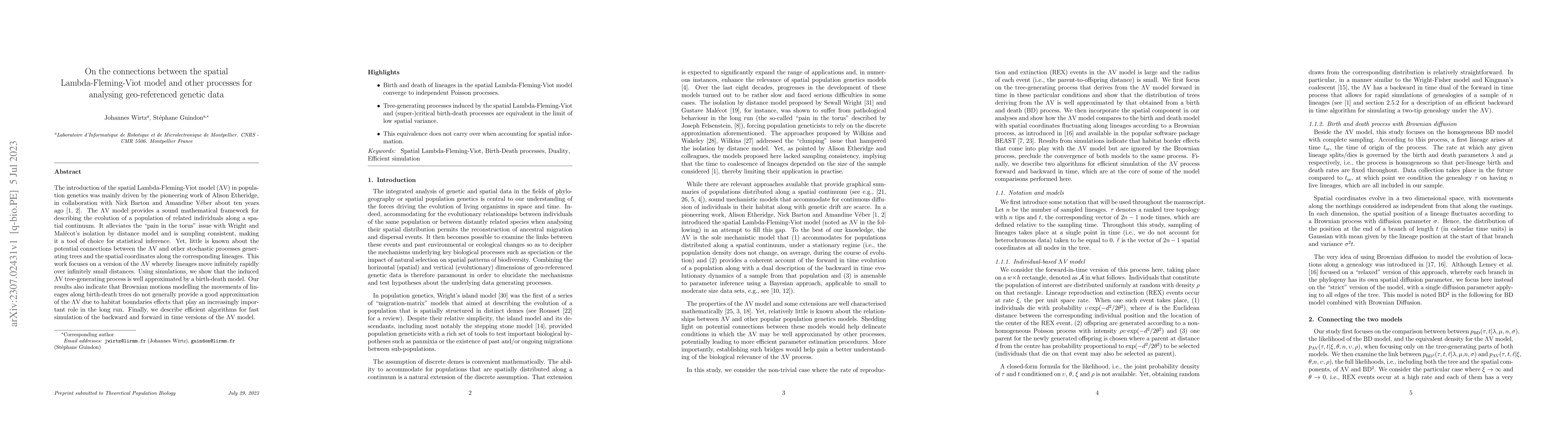 Thumbnail for On the connections between the spatial Lambda-Fleming-Viot model and
  other processes for analysing geo-referenced genetic data