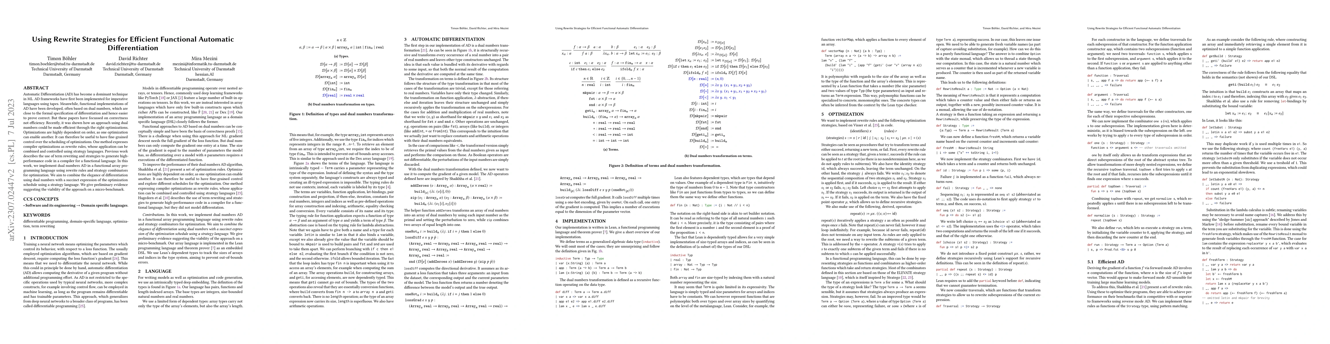 Thumbnail for Using Rewrite Strategies for Efficient Functional Automatic
  Differentiation