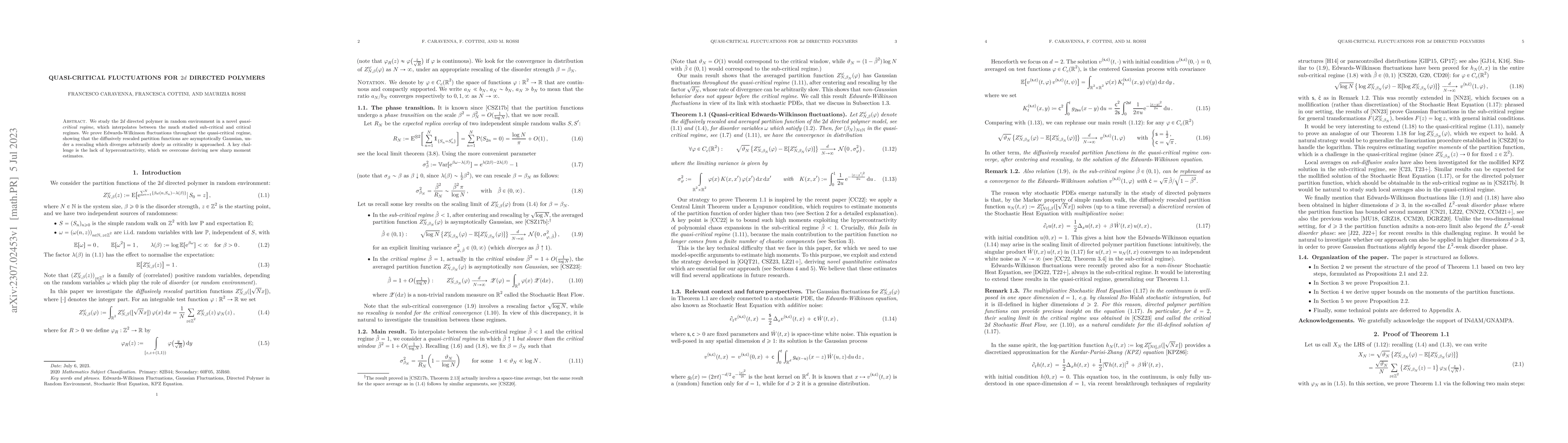 Thumbnail for Quasi-critical fluctuations for 2d directed polymers