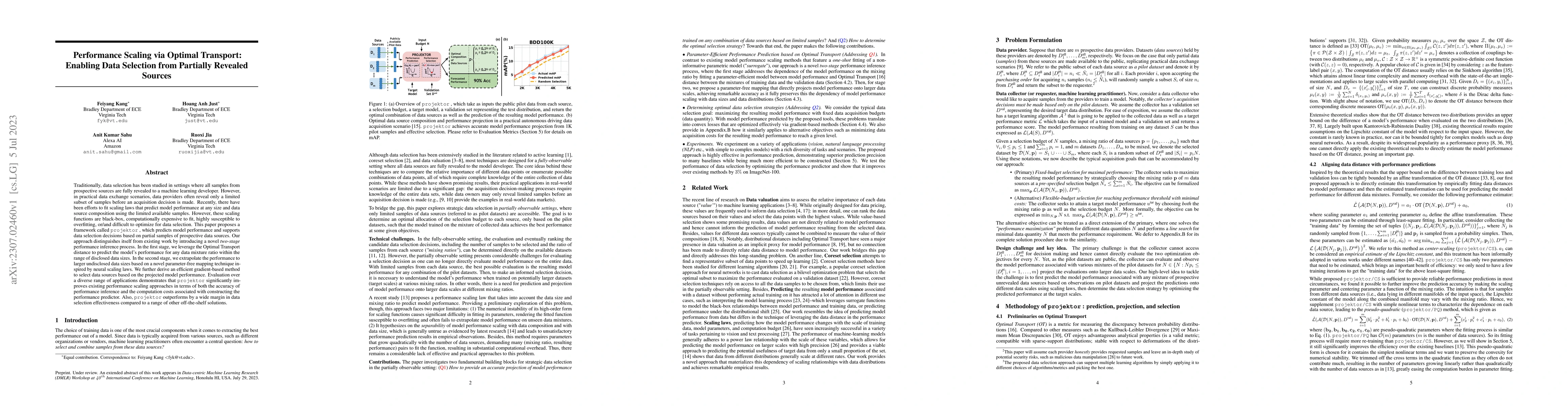 Thumbnail for Performance Scaling via Optimal Transport: Enabling Data Selection from
  Partially Revealed Sources