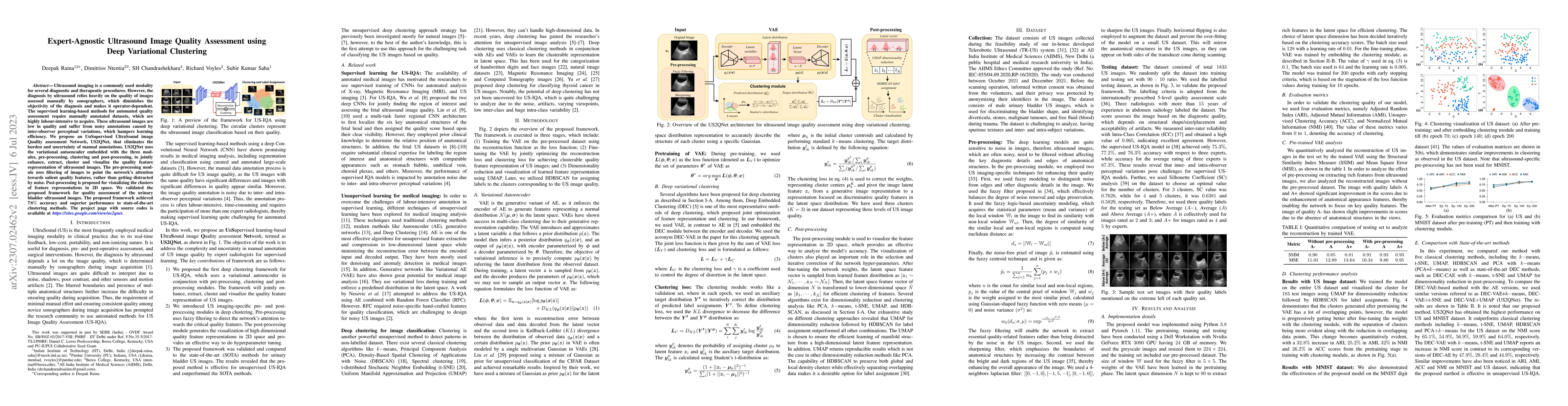 Thumbnail for Expert-Agnostic Ultrasound Image Quality Assessment using Deep
  Variational Clustering