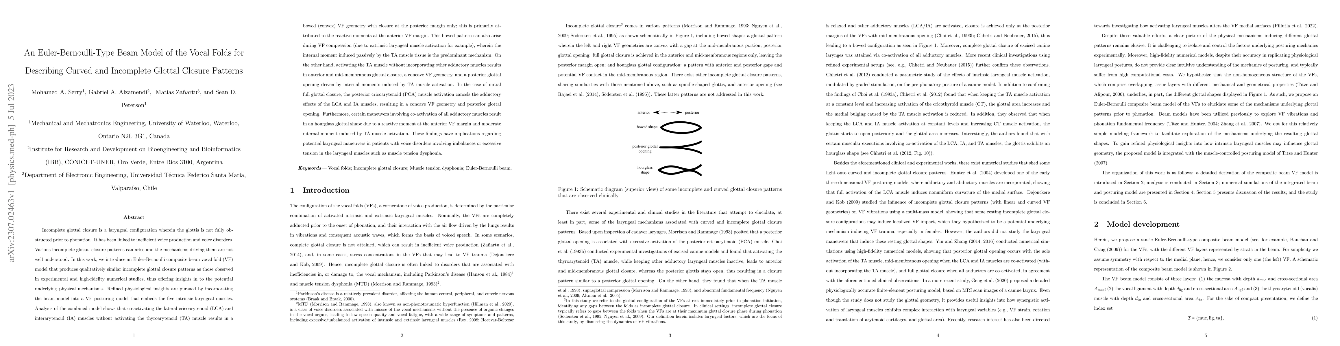 Thumbnail for An Euler-Bernoulli-Type Beam Model of the Vocal Folds for Describing
  Curved and Incomplete Glottal Closure Patterns