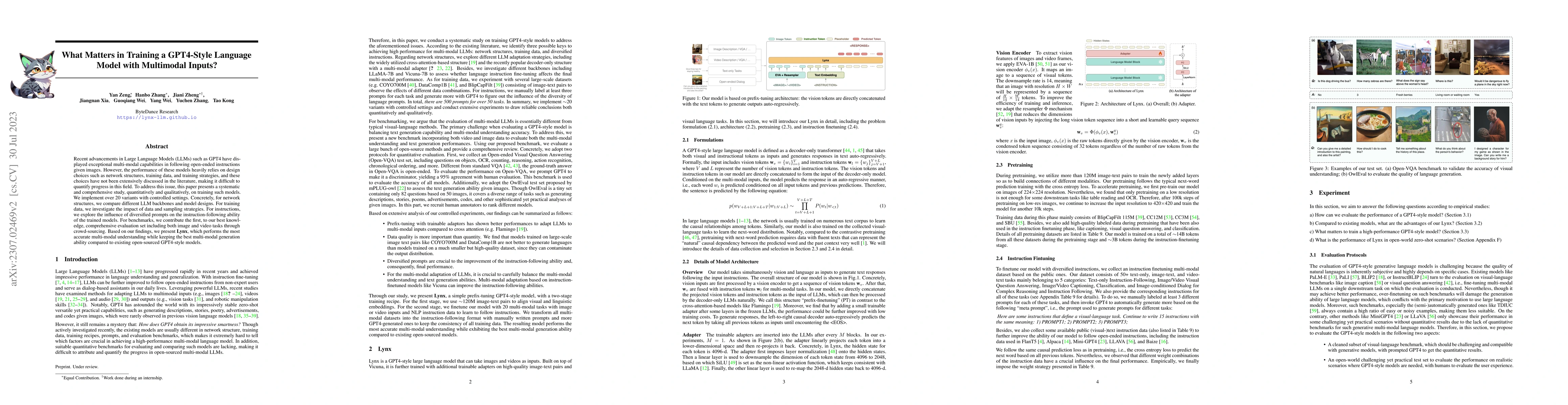 Thumbnail for What Matters in Training a GPT4-Style Language Model with Multimodal
  Inputs?