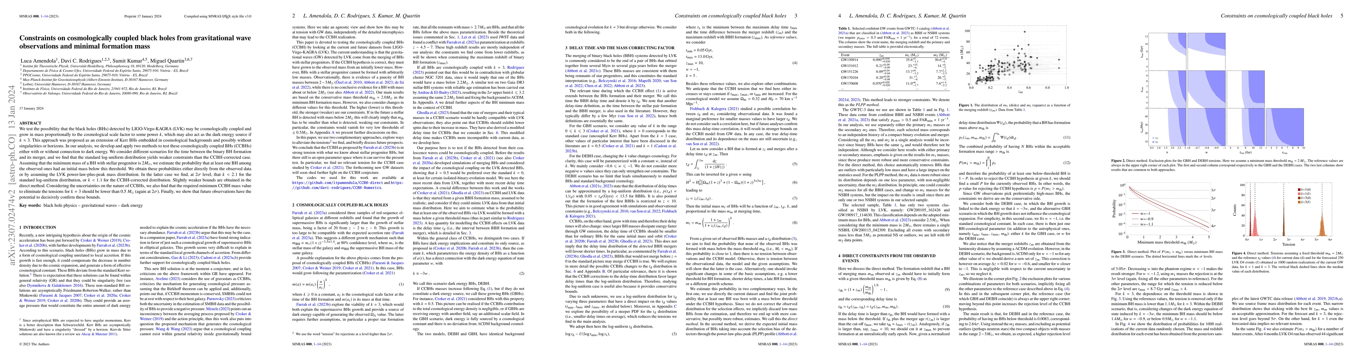 Thumbnail for Constraints on cosmologically coupled black holes from gravitational
  wave observations and minimal formation mass