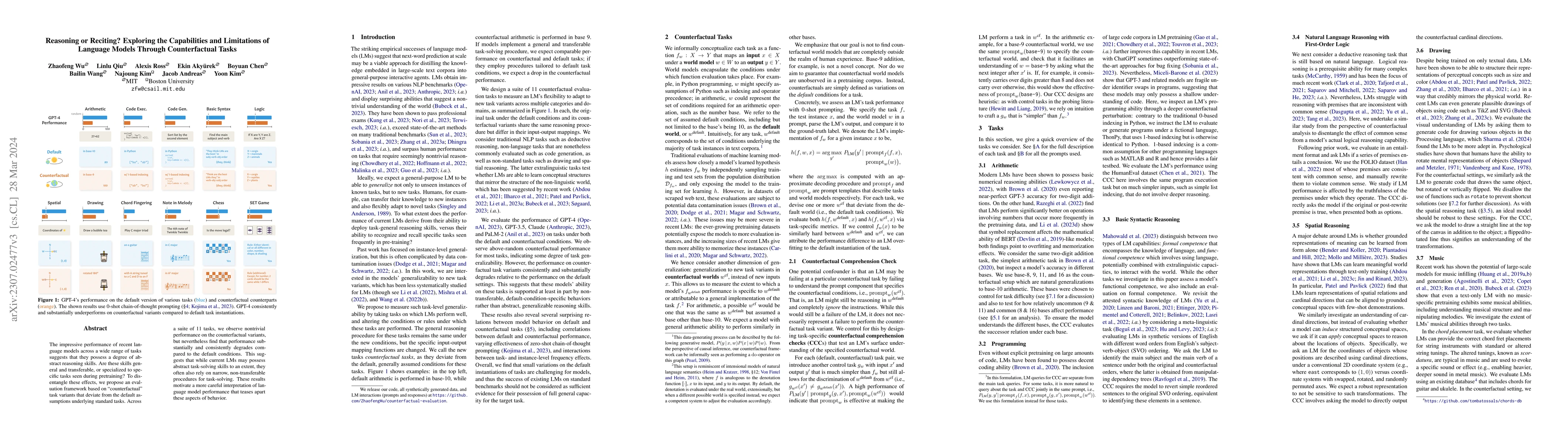 Thumbnail for Reasoning or Reciting? Exploring the Capabilities and Limitations of
  Language Models Through Counterfactual Tasks