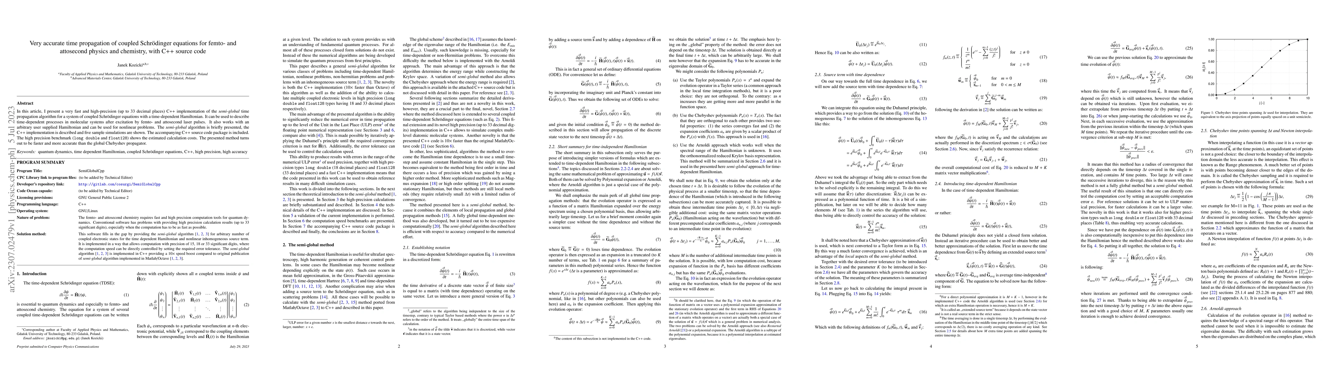 Thumbnail for Very accurate time propagation of coupled Schr\"odinger equations for
  femto- and attosecond physics and chemistry, with C++ source code