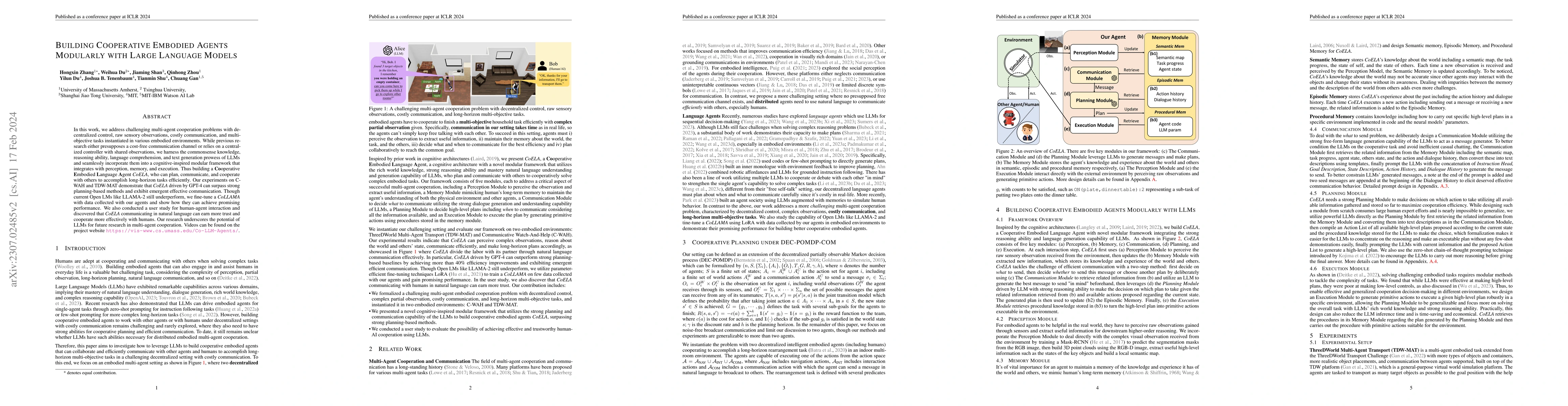 Thumbnail for Building Cooperative Embodied Agents Modularly with Large Language
  Models